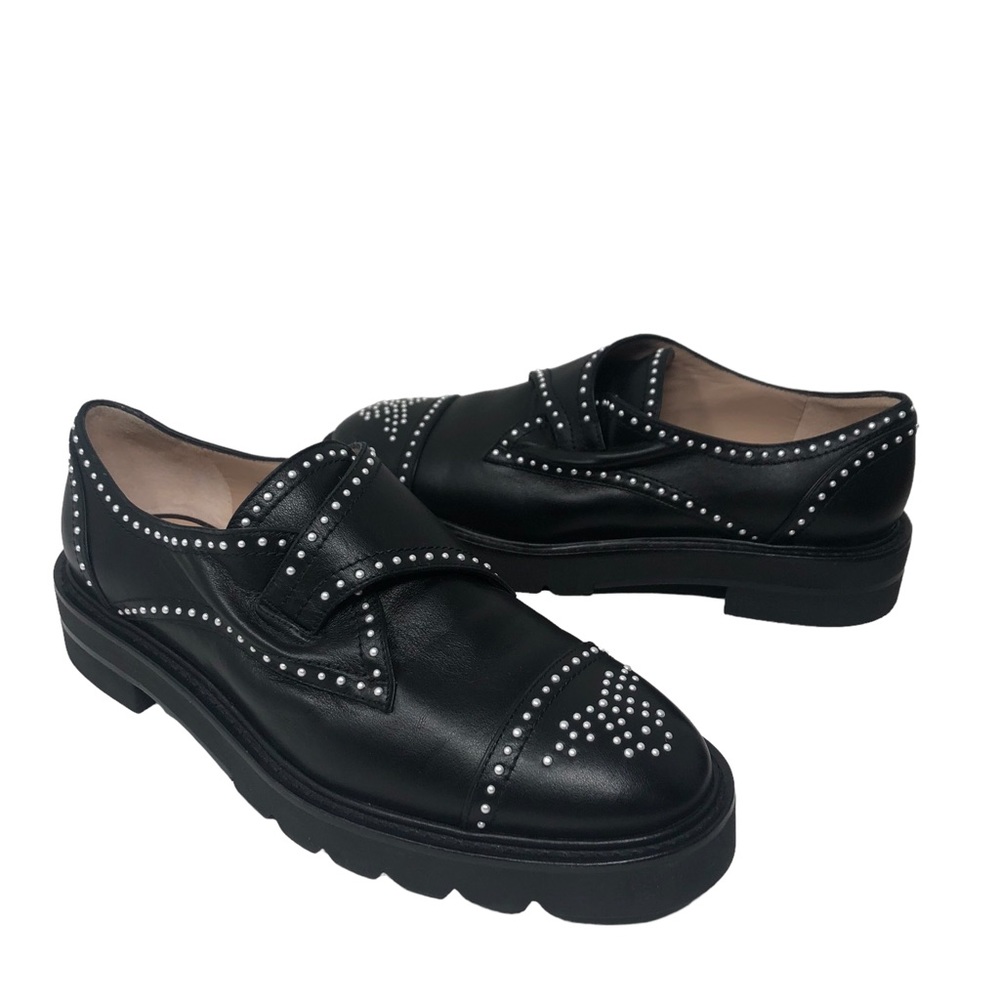Stuart Weitzman Jackson Black Leather Studded Shoes